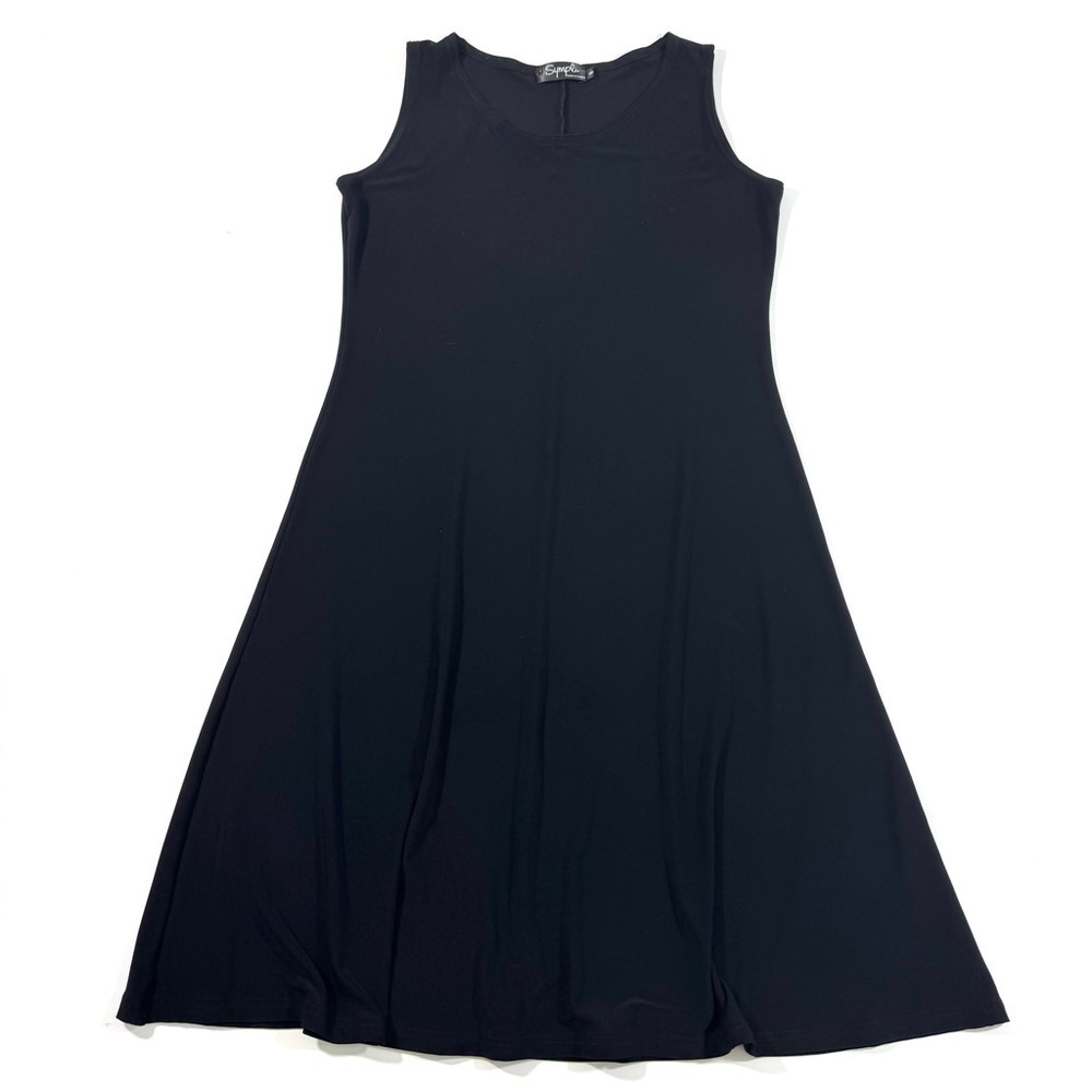 Sympli Nu Tank Dress Black Knee Length Size 8 Sleeveless A Line